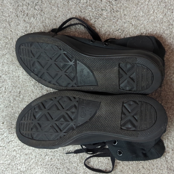 Custom OOAK Converse Monochrome Black Hi Tops Sneakers Shoes 7.5 Men 9.5 Women - Picture 7 of 10